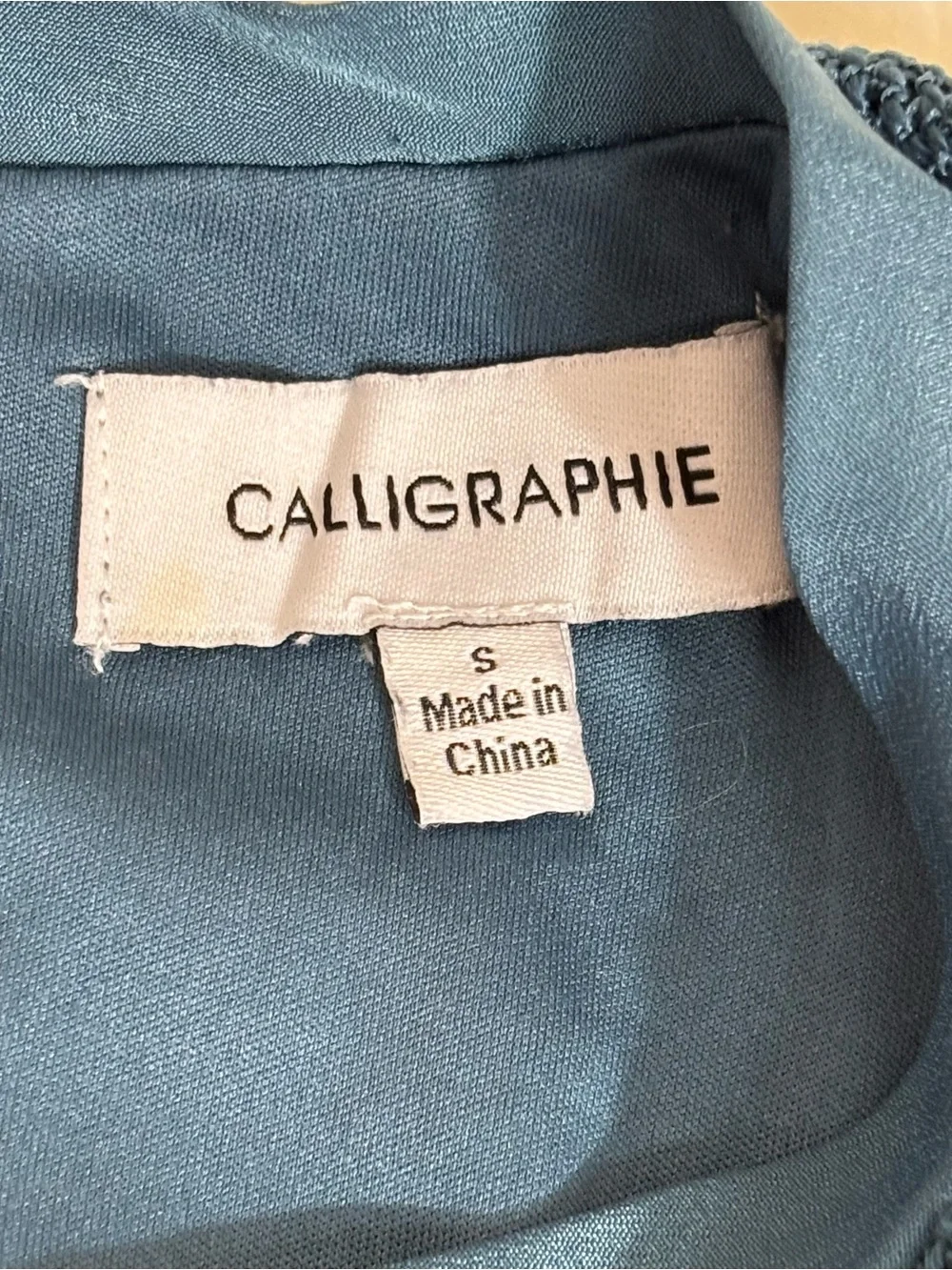 Calligraphie by Anthropology Women’s Ruffled Panel Blouse Teal Eyelet Lace S